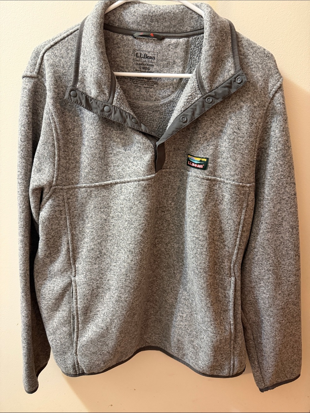L.L. Bean Women's Heather Gray Snap-Placket Fleece Pullover